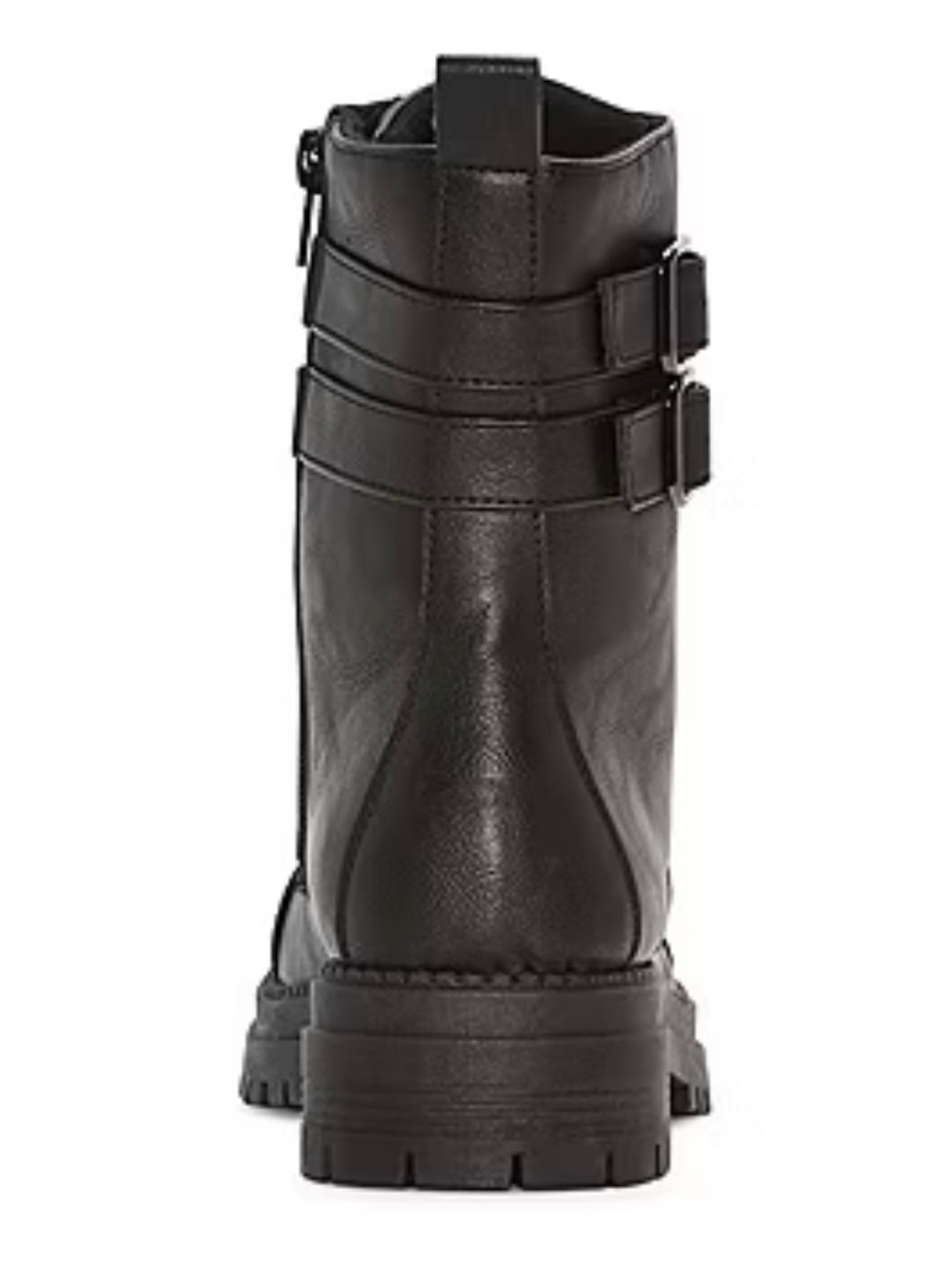 Women’s Black Lace-Up Combat Boots with Buckle Accent-NEW - Picture 5 of 7